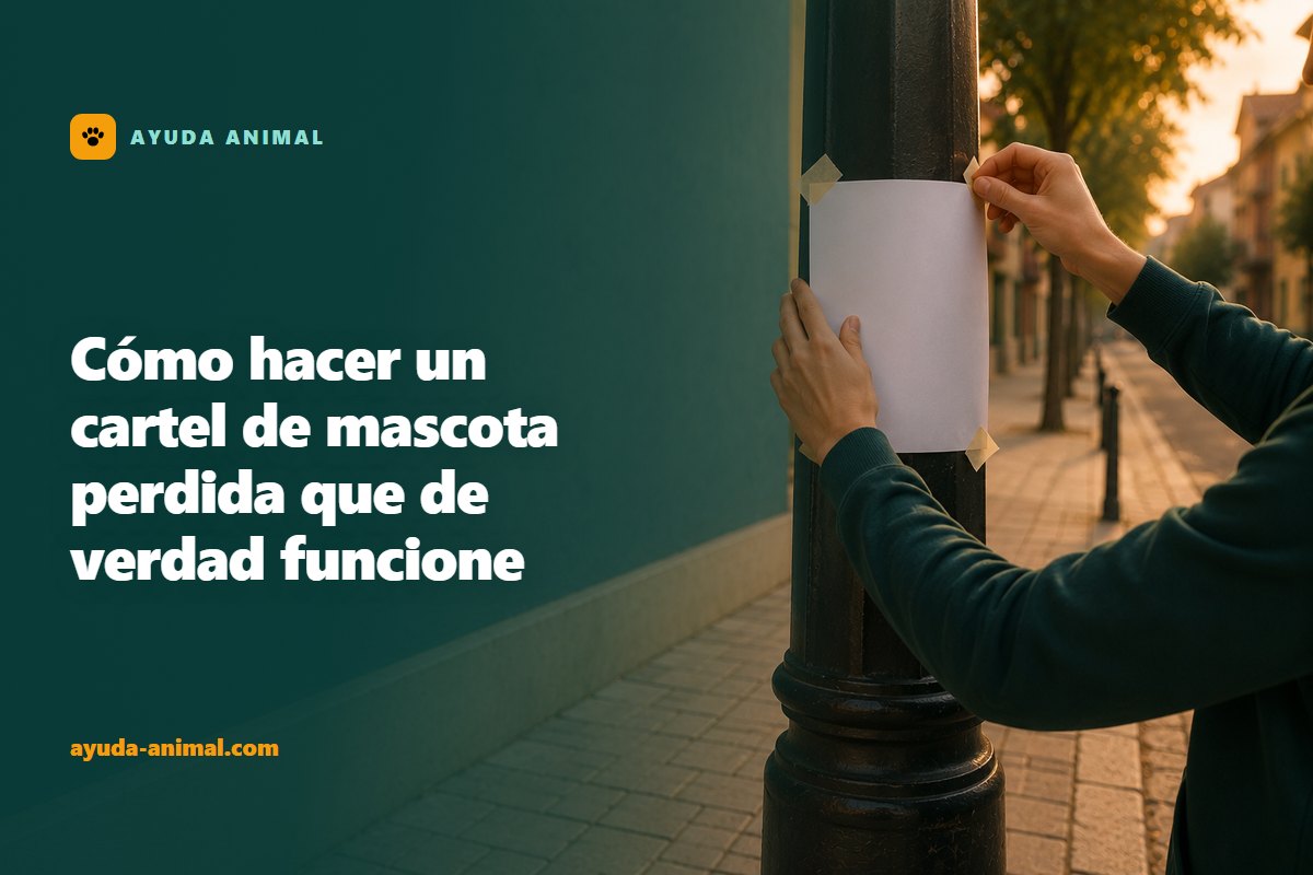 Unas manos pegando con cinta un folio completamente en blanco a una farola de la calle, a la altura de los ojos