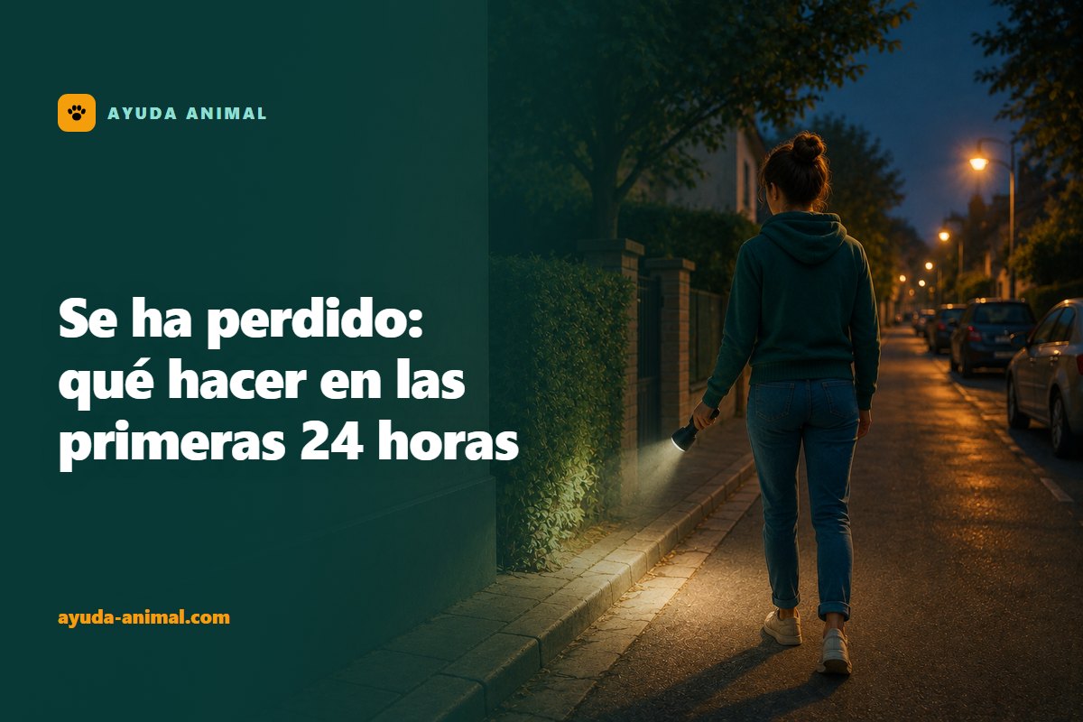 Una persona de espaldas caminando de noche por una calle residencial tranquila, alumbrando con una linterna la base de un seto y de los coches aparcados