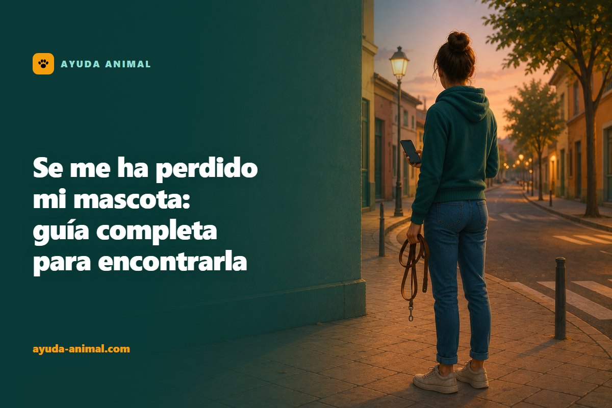 Una persona de espaldas, parada en una esquina de barrio al atardecer, con el móvil en una mano y una correa vacía en la otra, mirando calle abajo